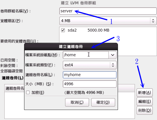 建立最終的 LVM 的 LV 與 /home 建立最終的 LVM 的 LV 與 /home