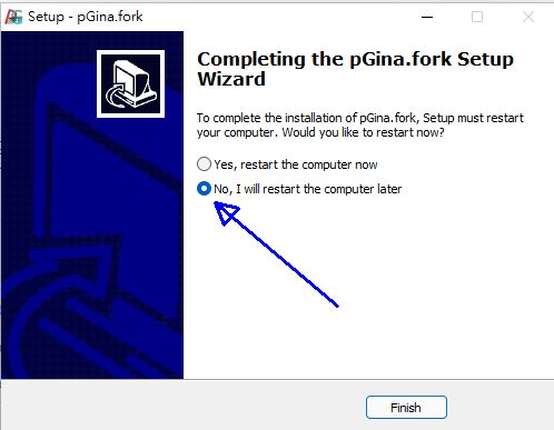 圖 11.2.5-2、pGina 安裝流程的最後一步!要注意! 圖 11.2.5-2、pGina 安裝流程的最後一步!要注意!